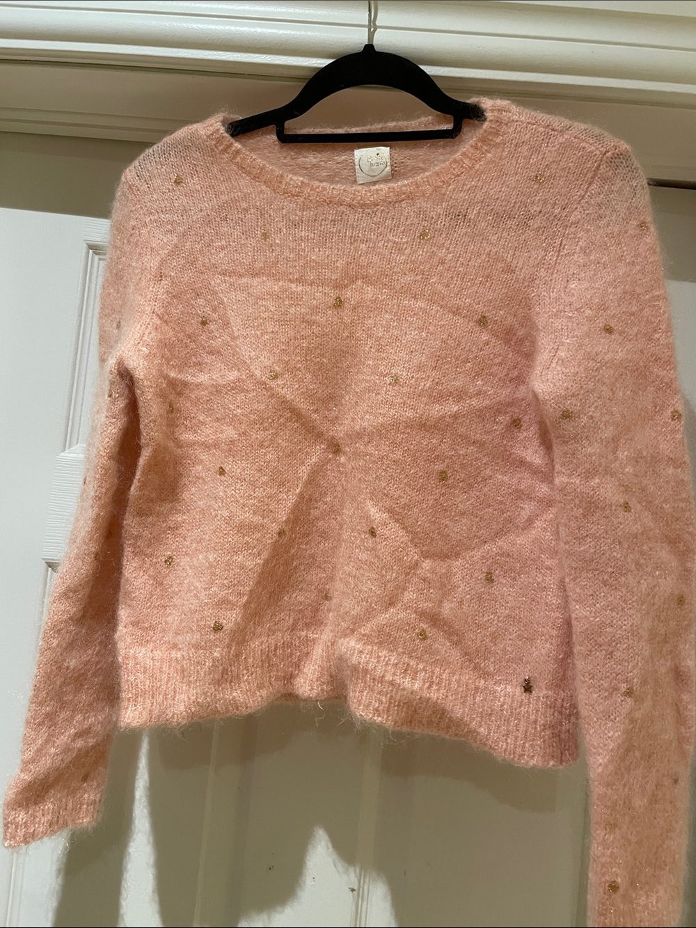 Des Petits Hauts Kid Mohair Blend Pink Crewneck Sweater Balletcore Romantic